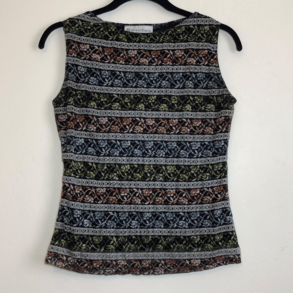 Dress Barn Colorful Lace Floral Vine Print Top S